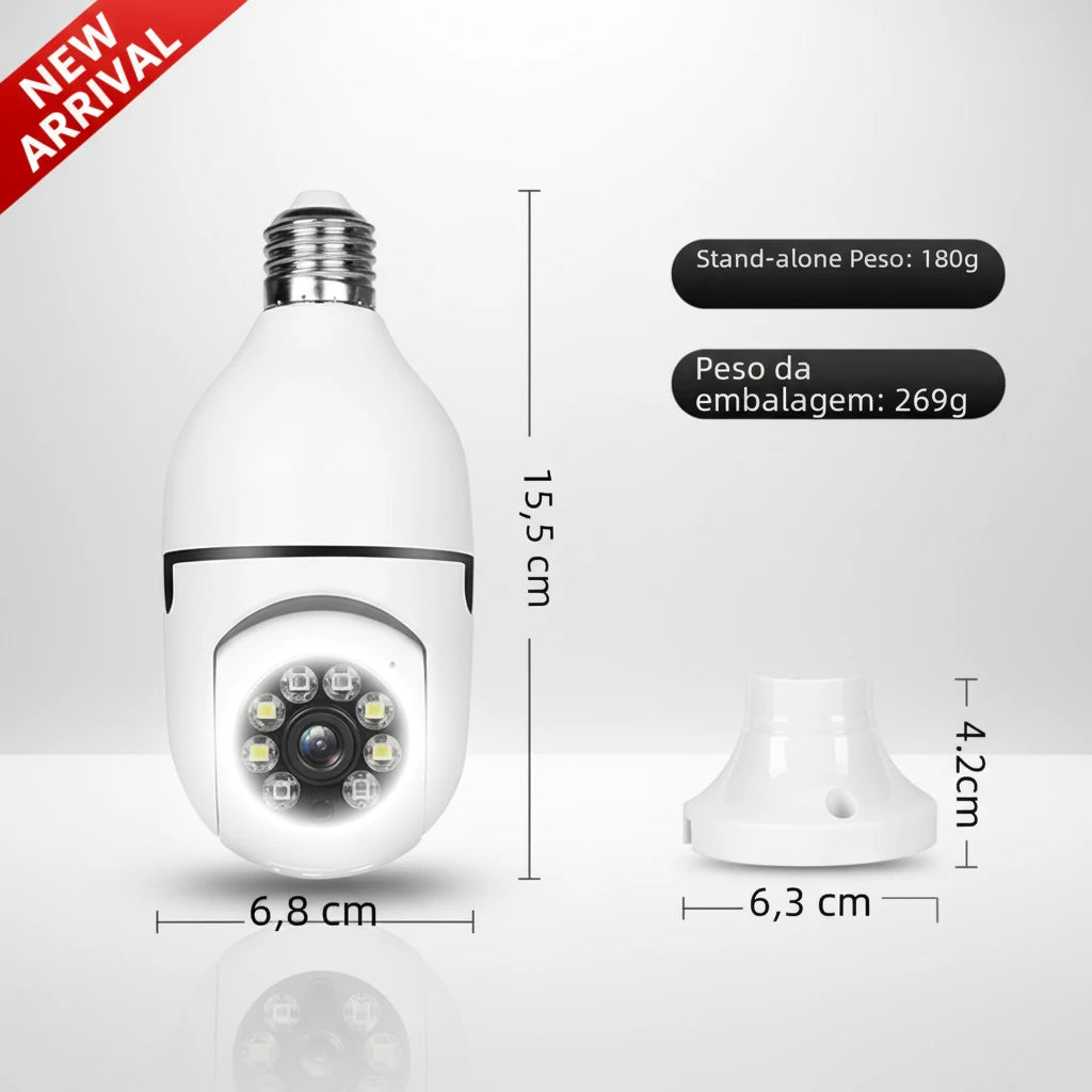 E27 Smart Bulb Security Camera – 360° Panoramic View & Full HD Night Vision